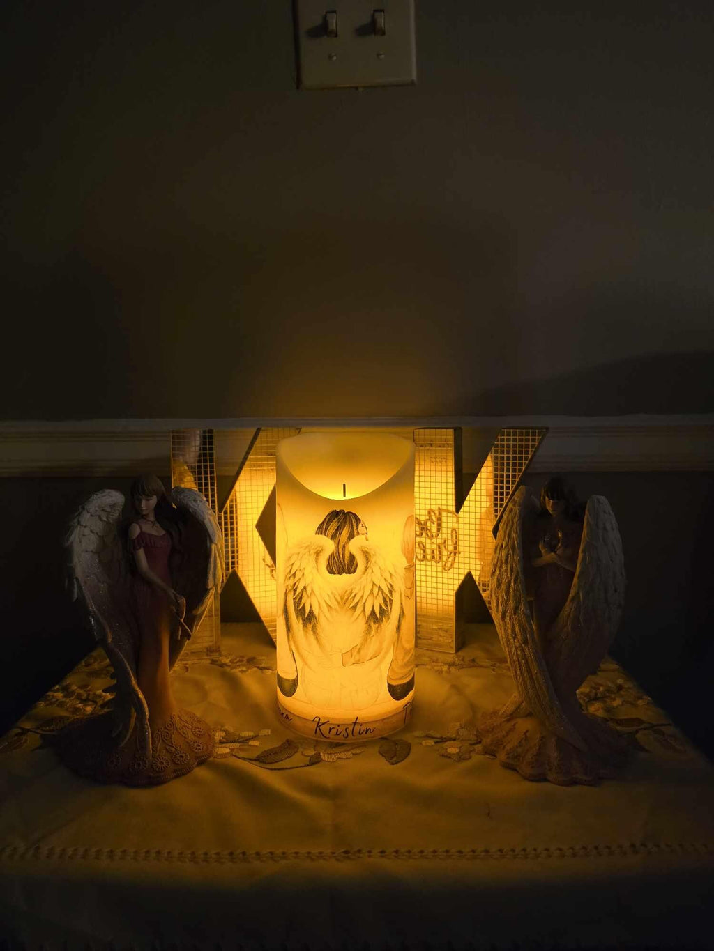 Custom Memorial Candle with Timer | Personalized Angel Design | Eternal Tribute
