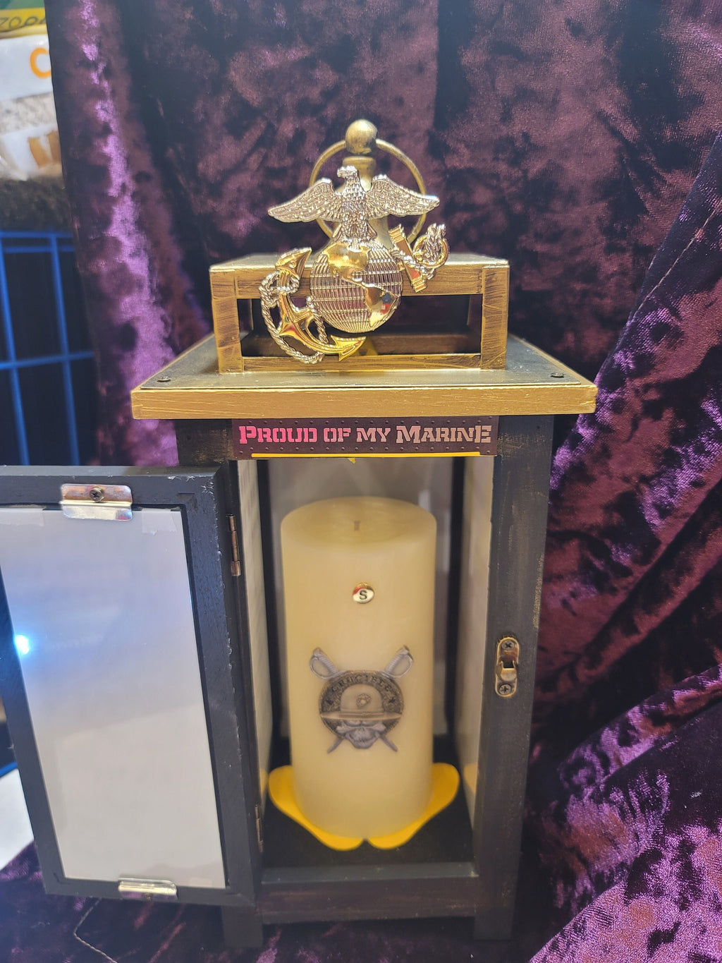 Real Flame Crucible Candle with Embedded Coins | USMC Bootcamp Keepsake