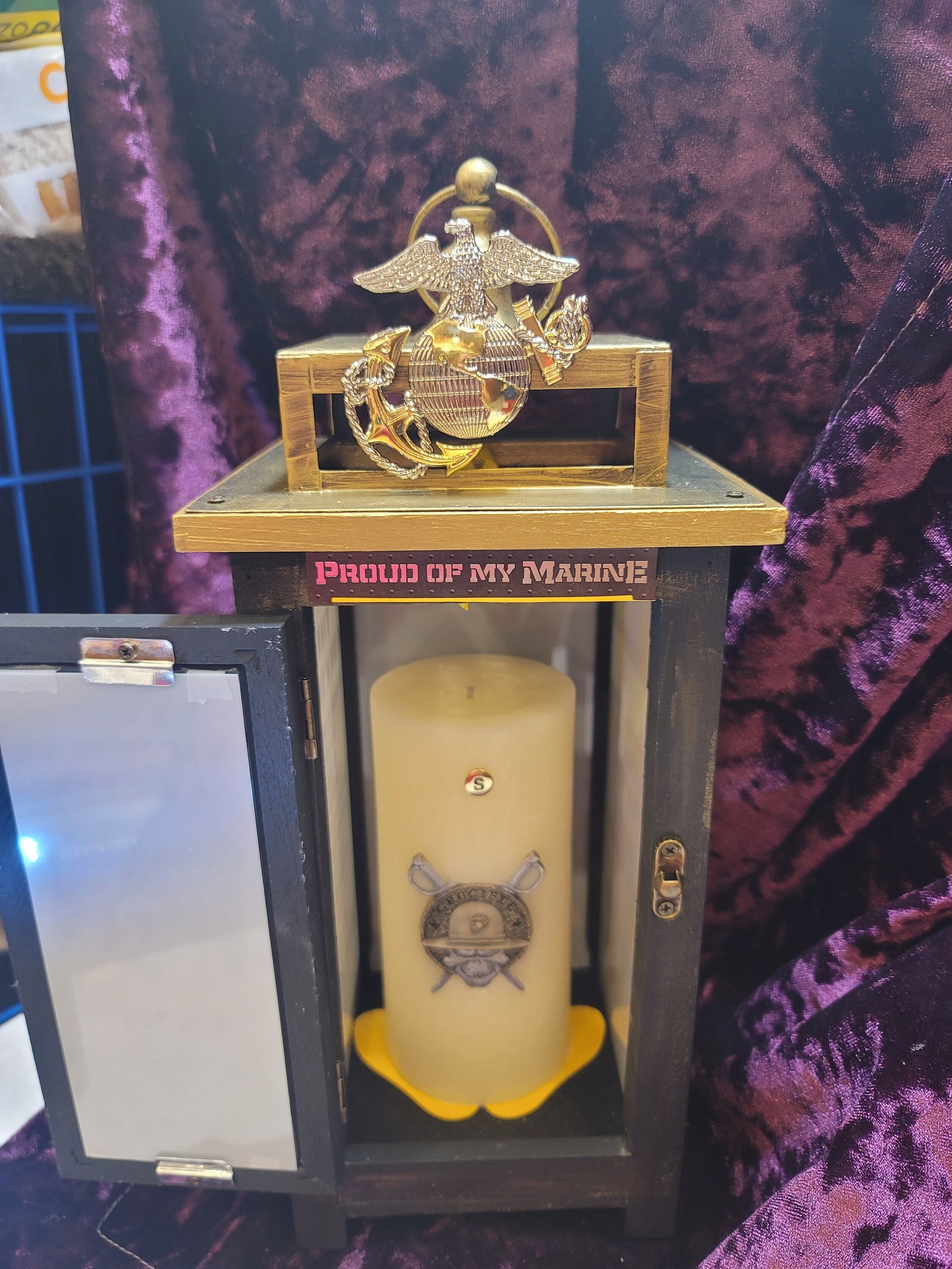 Real Flame Crucible Candle with Embedded Coins | USMC Bootcamp Keepsake