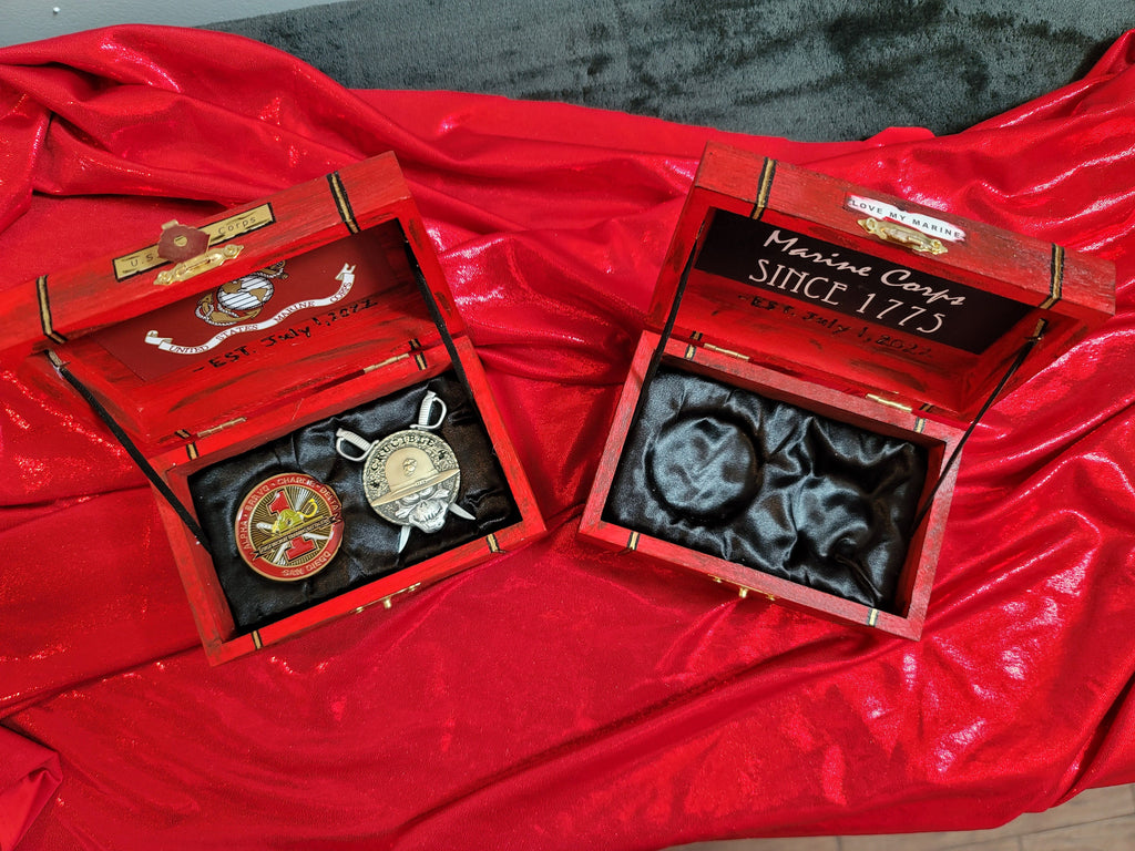USMC Crucible Coin Keepsake Box | Handcrafted by Veterans | Bootcamp Gift