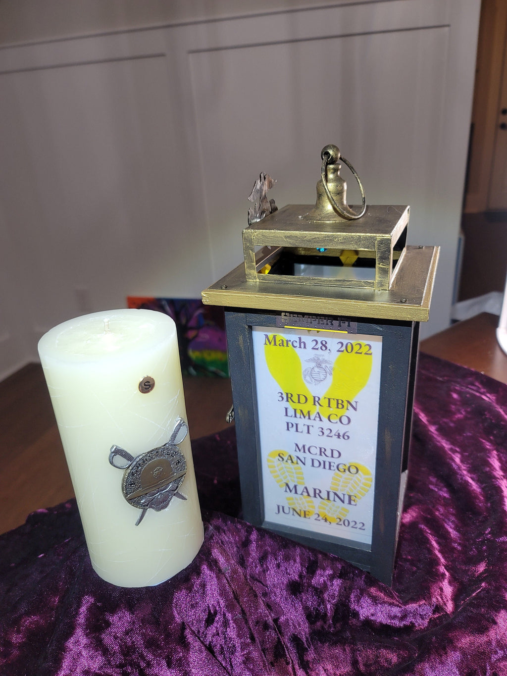Real Flame Crucible Candle with Embedded Coins | USMC Bootcamp Keepsake