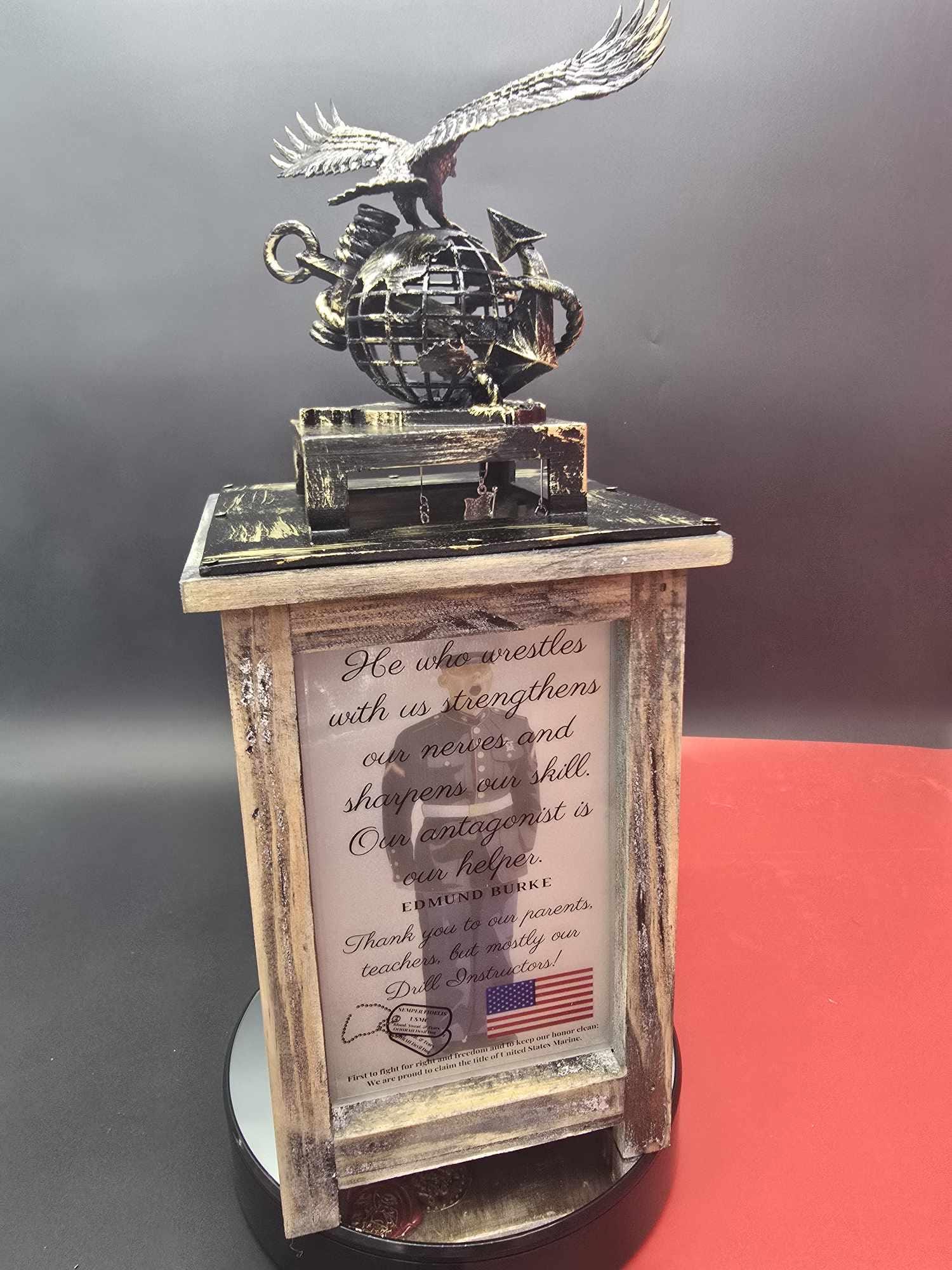 USMC Crucible Lantern with EGA Top & LED Candle | Bootcamp Gift