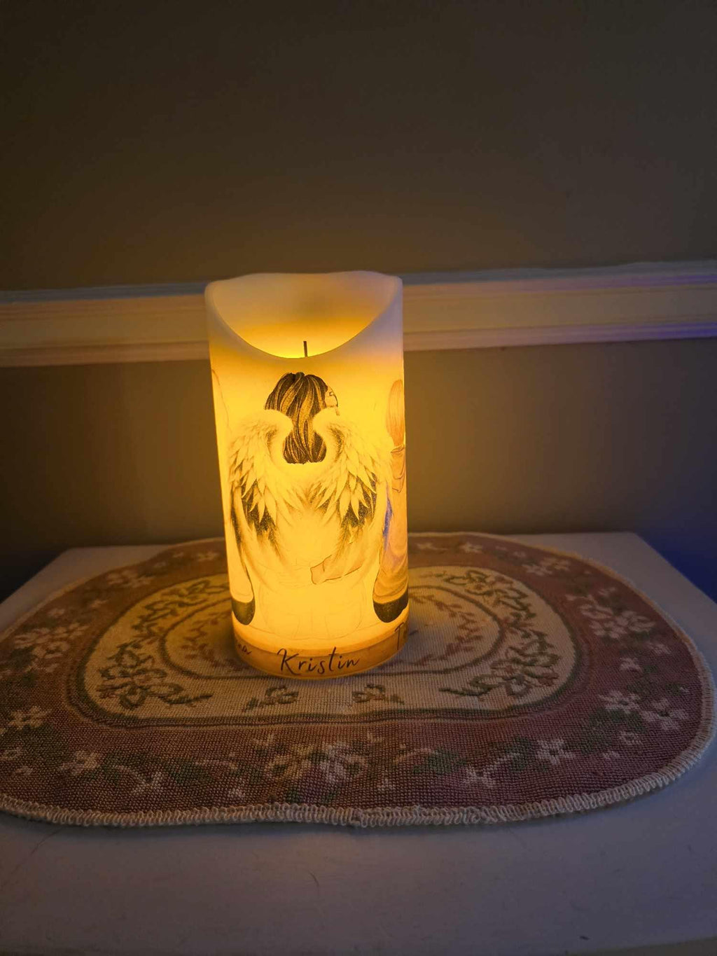Custom Memorial Candle with Timer | Personalized Angel Design | Eternal Tribute