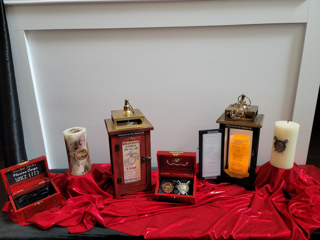 Real Flame Crucible Candle with Embedded Coins | USMC Bootcamp Keepsake