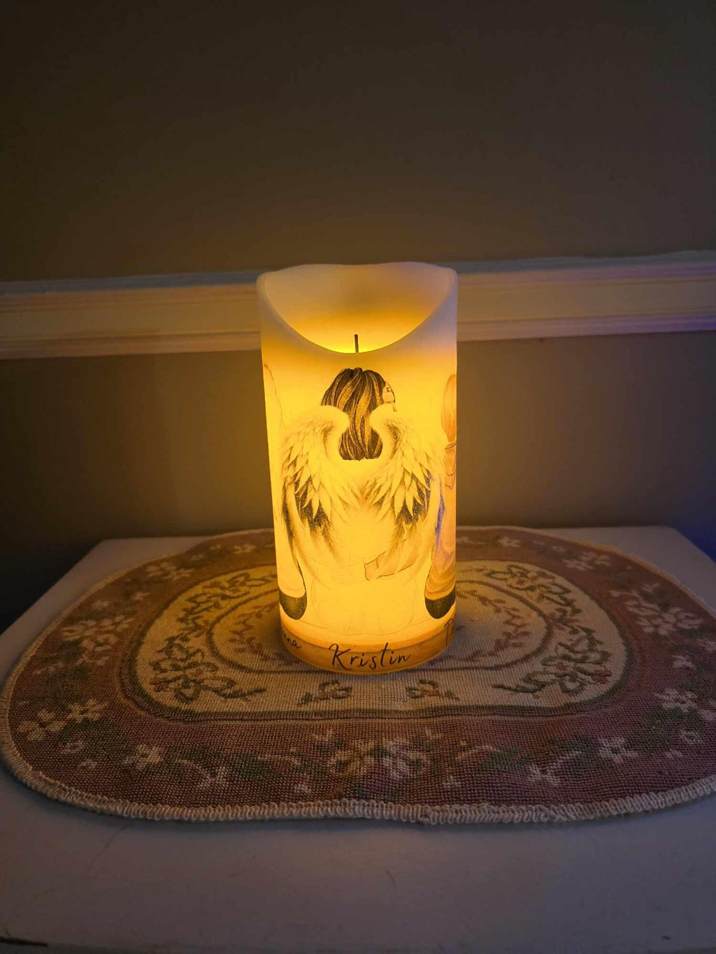 Custom Memorial Candle with Timer | Personalized Angel Design | Eternal Tribute