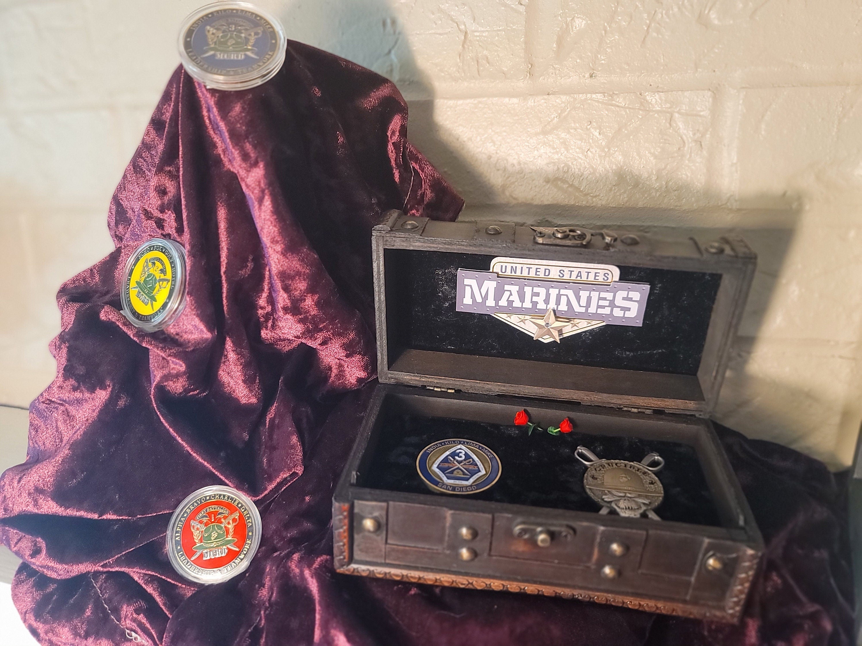USMC Crucible Coin Keepsake Box | Handcrafted by Veterans | Bootcamp Gift