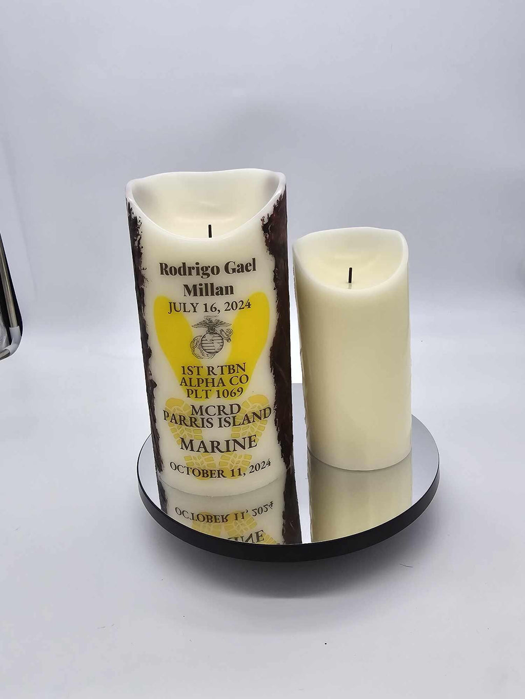 Personalized LED Crucible Candle | USMC Bootcamp Gift | Veteran-Made