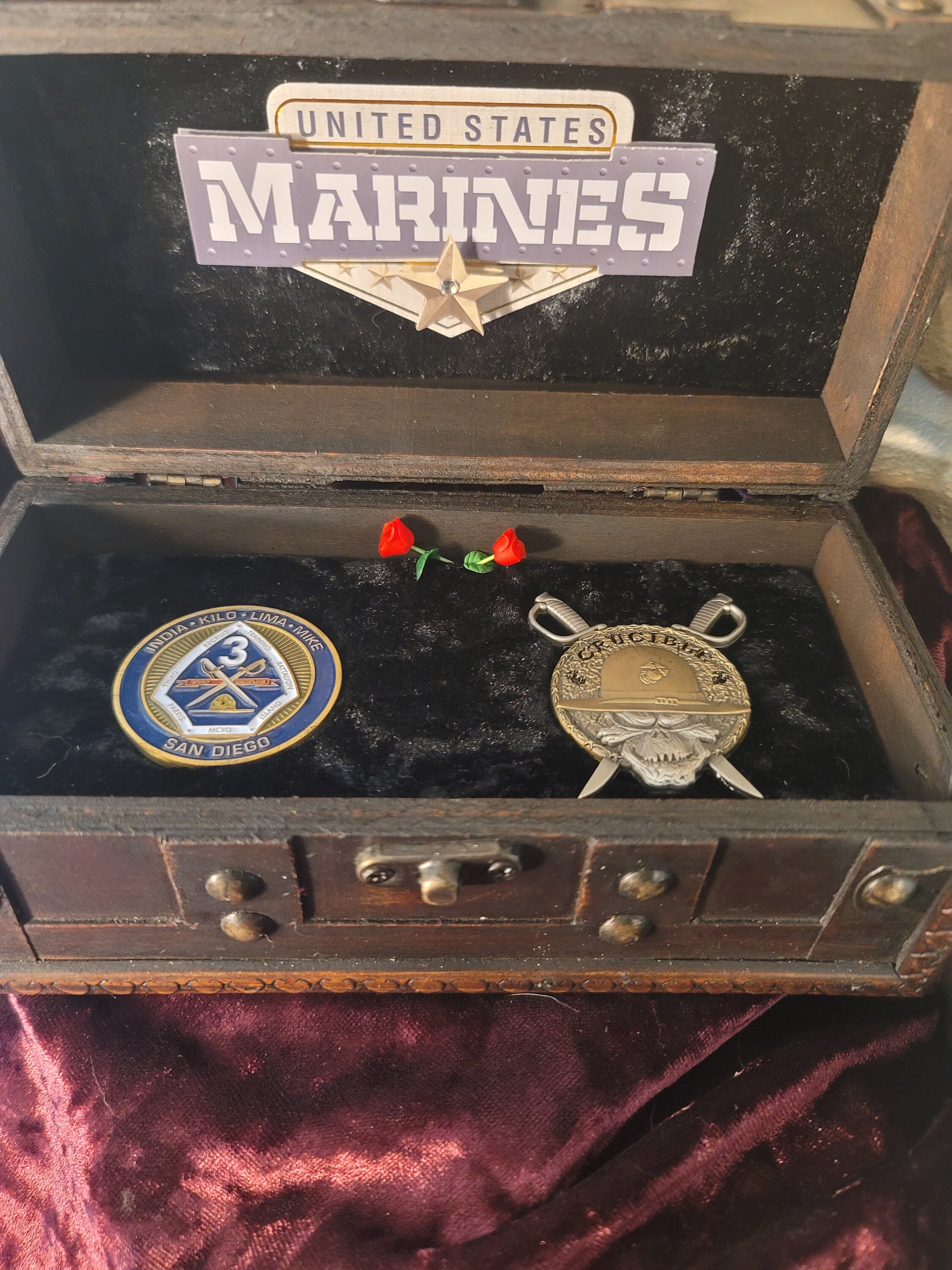 USMC Crucible Coin Keepsake Box | Handcrafted by Veterans | Bootcamp Gift
